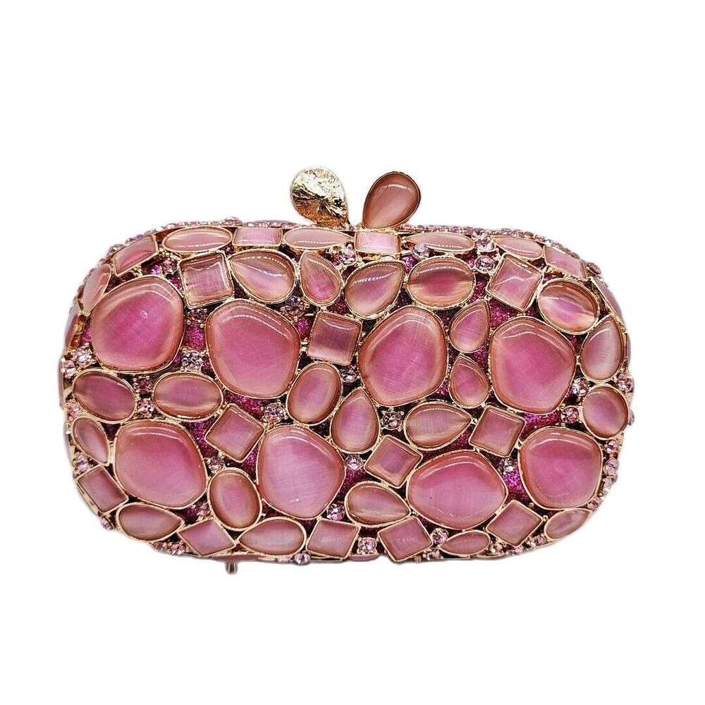 Shimmer Stones Metal Box Glitter Shiny Dias Evening Wedding Party Clutch Purse Fashion Women Handbag Shoulder Bag