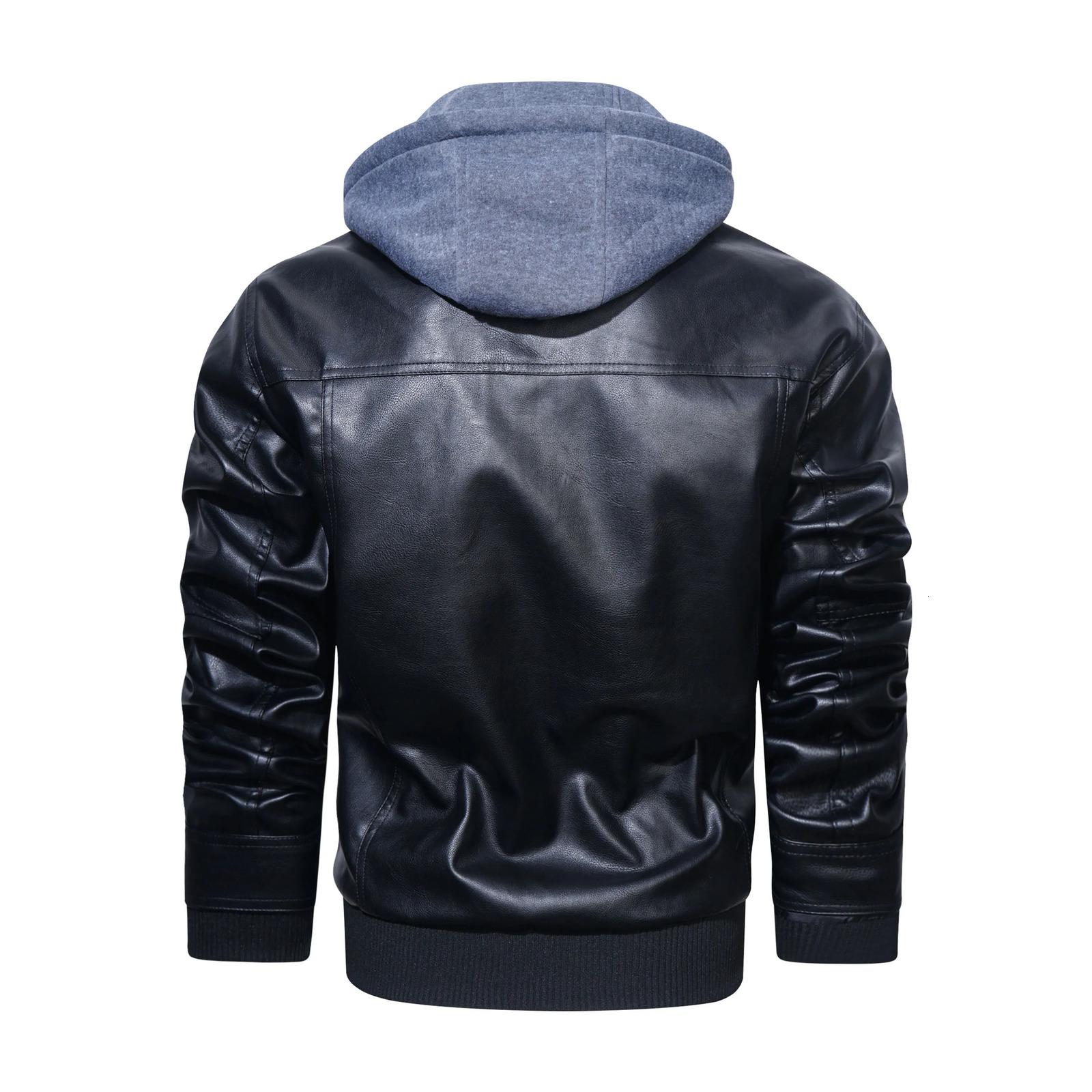Mens Leather Jacket Motorcycle Slim Fit Hooded PU Coat Top Autumn Winter Casual Windproof Clothing Detachable Hat SXXXL 241031