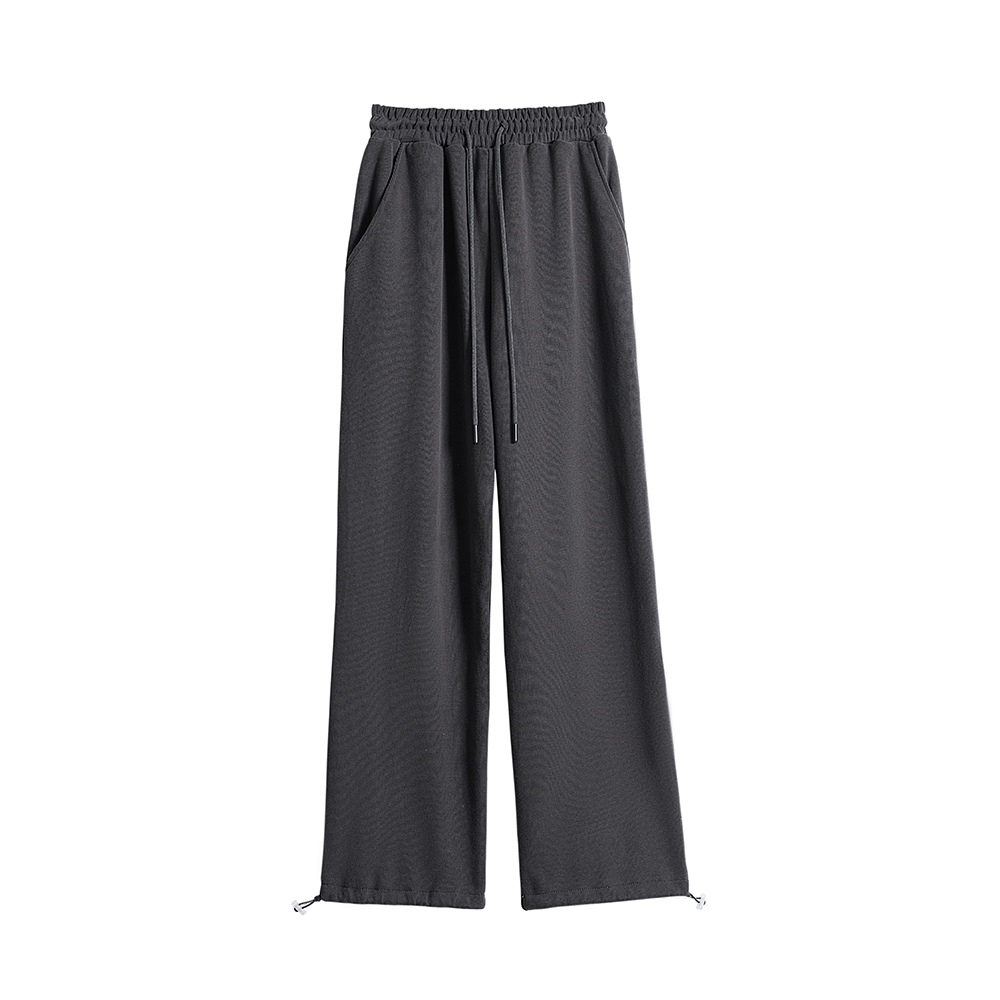 Solid colour sweatpants women's spring and autumn thin section loose thin casual versatile drawstring sweatpants drawstring wide-leg trousers
