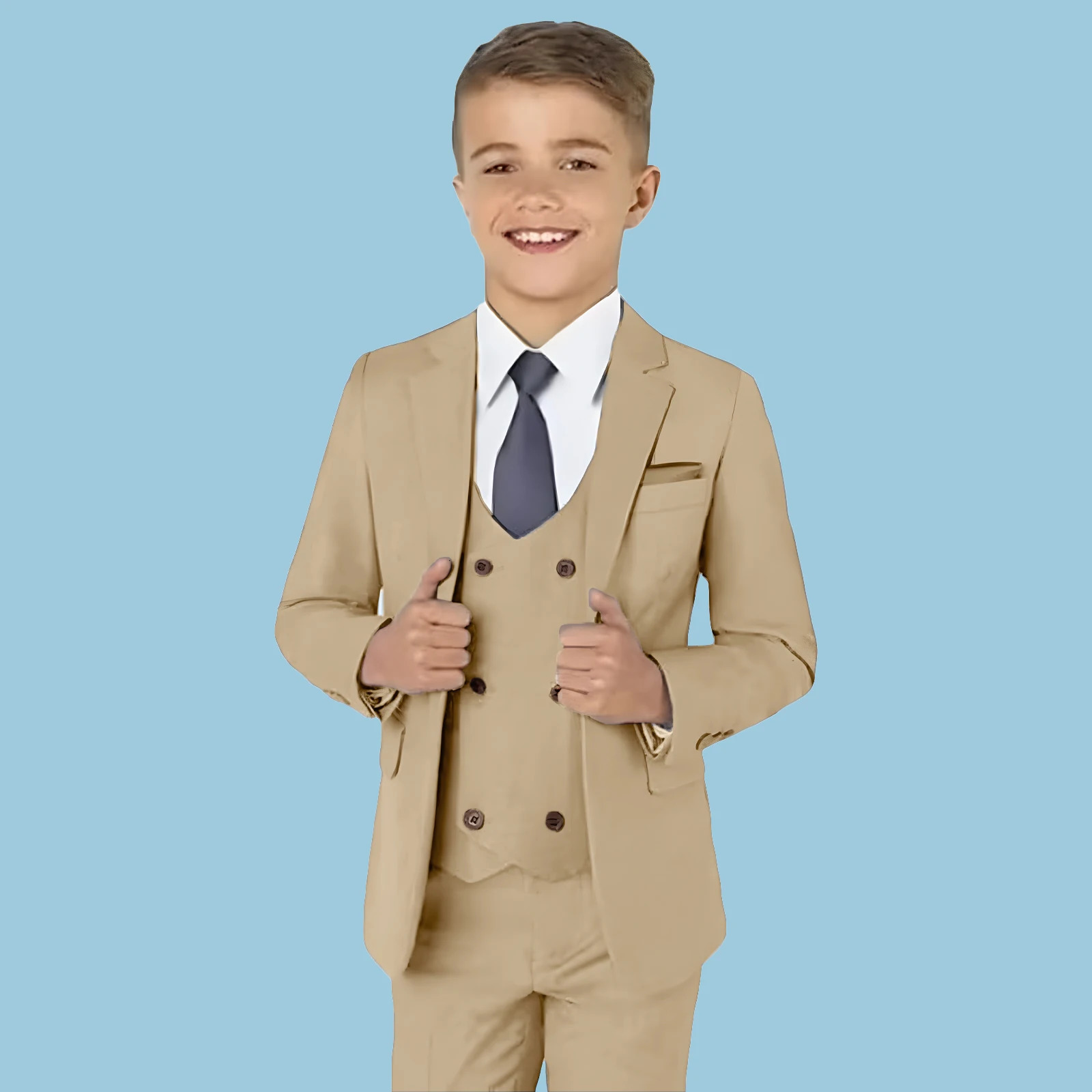 24 Hours Ship 3 Pieces Boys Suit Set For Wedding Ring Bear Year Kids Clothing Children Suits Jacket Pants Vest 241030