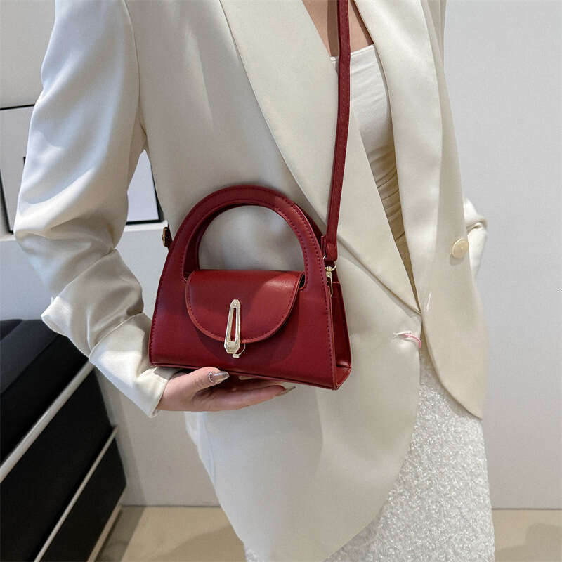 2024 Summer New Half-Round Solid Color Commuter Lock Bag For Women: Trendy & Stylish Casual Crossbody Option