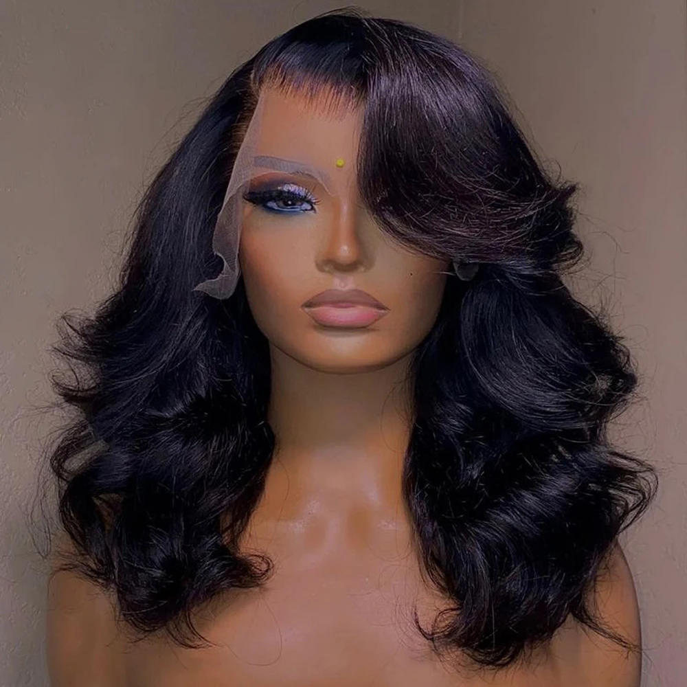 250 Density Brazilian Body Wave Short Bob 13x6 Transparent Front Human Hair Wigs HD Pre Plucked Synthetic Lace Frontal Wig For Women
