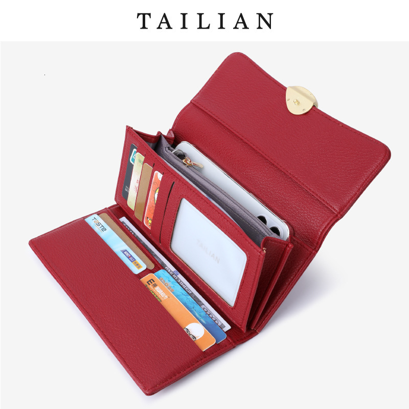 New designer Tailian classic lychee three fold wallet long women's handbag wallet