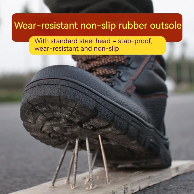 Wear resistant mens work safety boots shockproof perforated work shoes waterproof boots shockproof work boots 241031