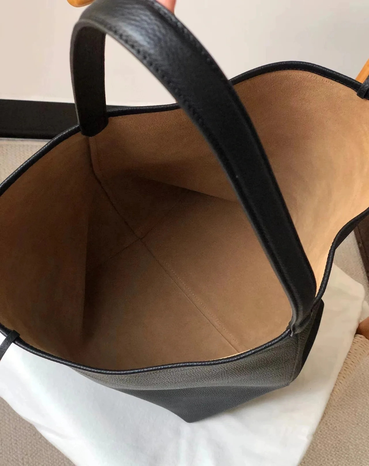 Bucket Senior Shoulder Handbag Litchi Grain Cowhide Large Capacity Tote Bag Female 241030