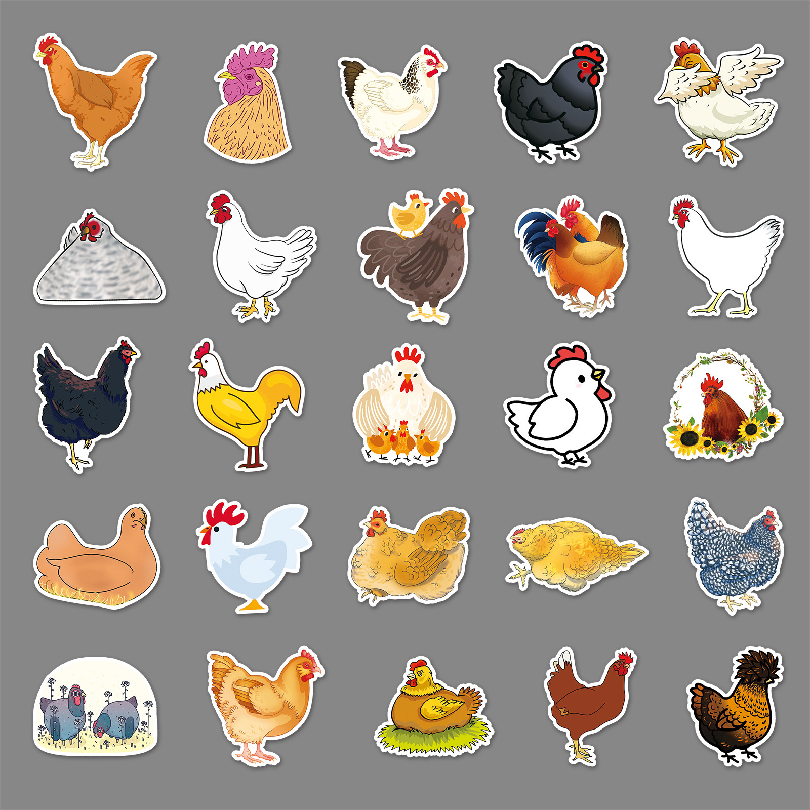 New 50Pcs Cute Cartoon Chicken Series Graffiti Suitable For Laptop Helmets Desktop Decoration DIY Stickers Toys Wholesale