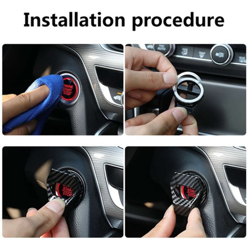 New STONEGO Lambo Style For Stonego Car Engine Start Stop Push Button Switch Cover Carbon Fiber Interior Decor Trim Sticker