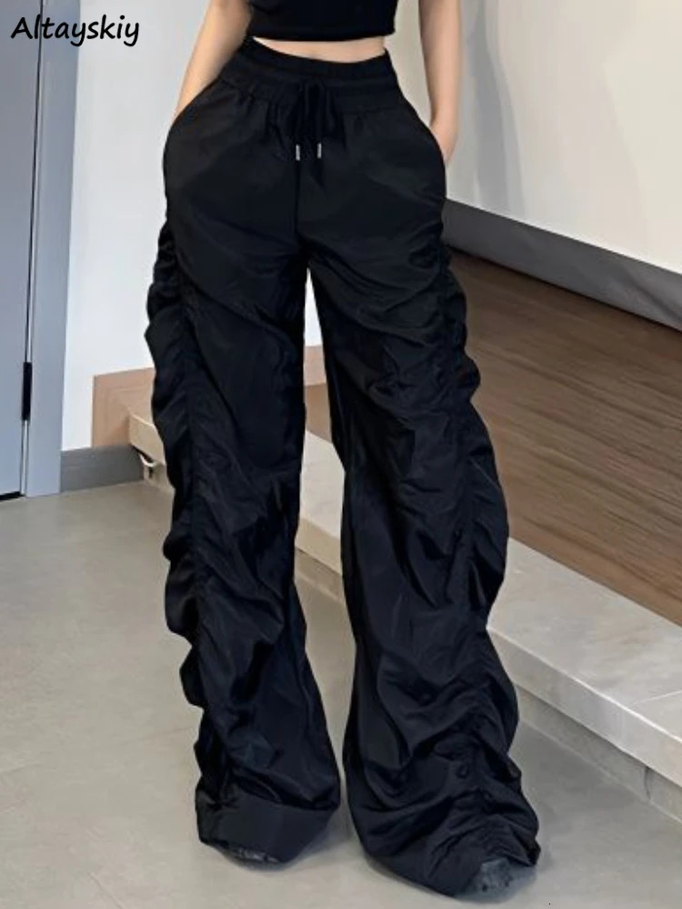 Pants Women Personality Harajuku All-match Simple Holiday Students Ulzzang Streetwear Trendy Solid Leisure Floor Length 241031