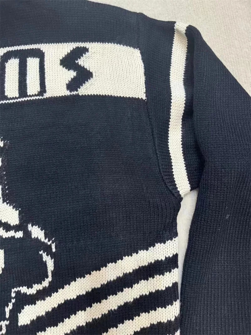 24ss Oversized Enfants Riches Deprimes Turtleneck Sweater Men Women Letter Print ERD Black Knitted Pullovers 241031