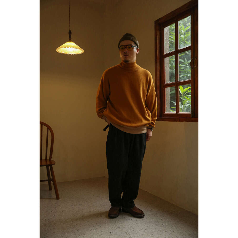 Second Order Turtleneck Men's Sweater Dropped Shoulder Two-Tone Knit Jumper