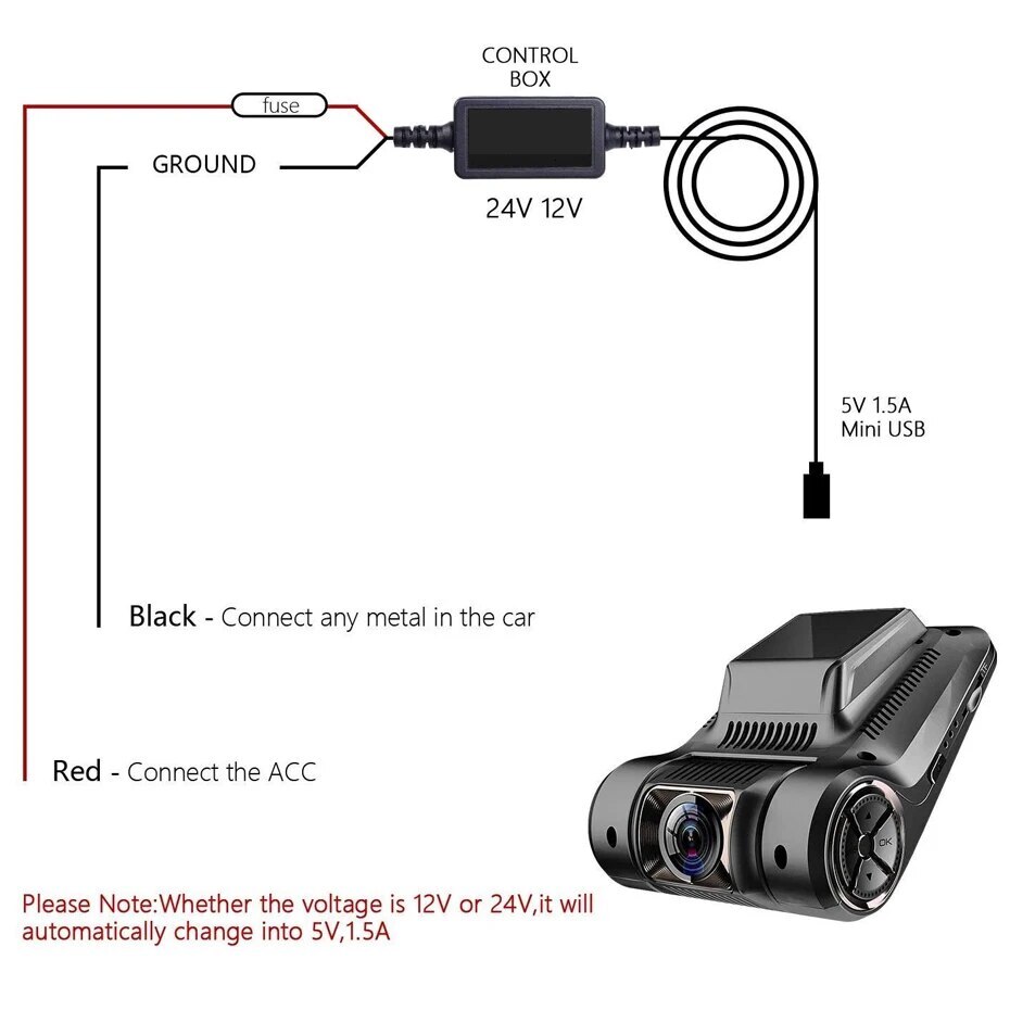 New Cardash Cam Wire 3.2M DVR Hardwire Cable Kit Video Recorder 12 24V To 5V Mini Micro USB Charger E Auto Dashcam Camera