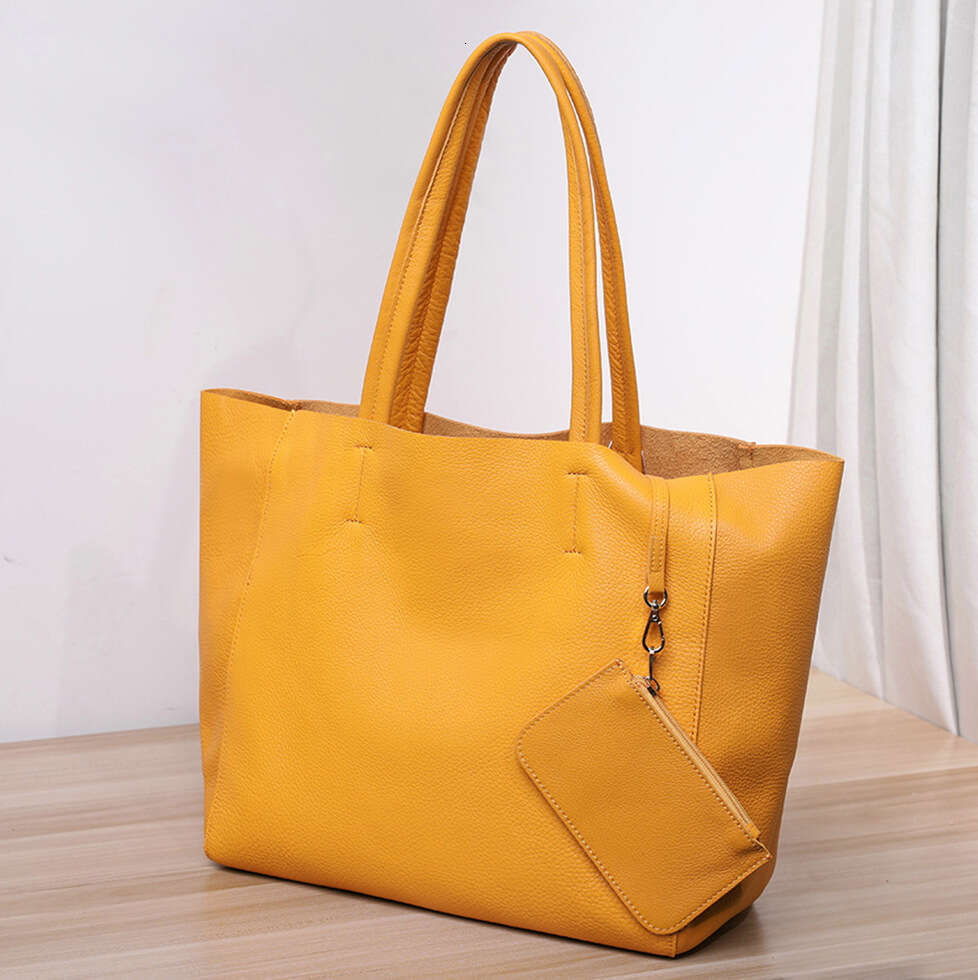 First Layer Cowhide Handbag Large Capacity Soft 2024 Minimalist Genuine Leather Women's Shoulder Tote Bag