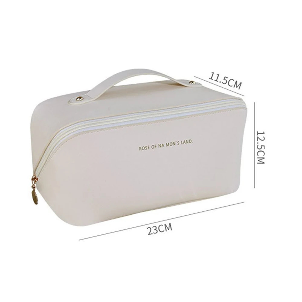 Womens large makeup bag PU leather makeup bag portable face wash bag travel toilet organizer storage hanging bag 241031