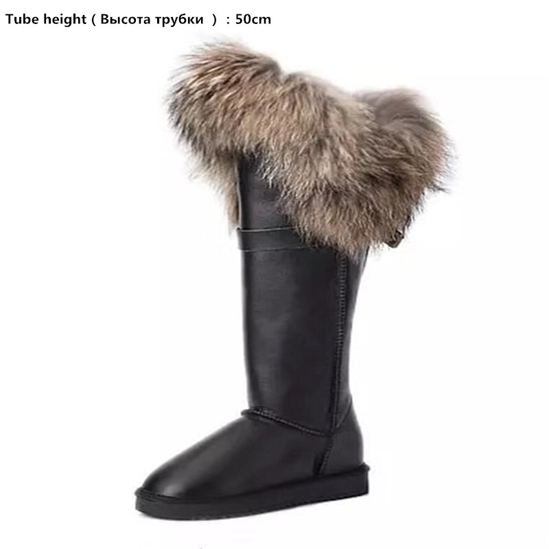 Genuine Leather Over-The-Knee Snow Fox Fur Top Quality Australia Winter Boots For Women Warm Botas Mujer