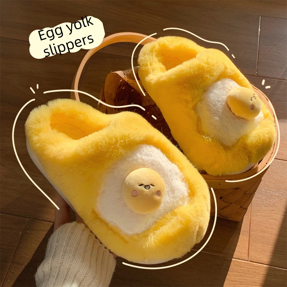 Cartoon egg yolk slippers Women's slippers Men's slide shoes Indoor family platform slippers Women's summer beach non-slip sandals