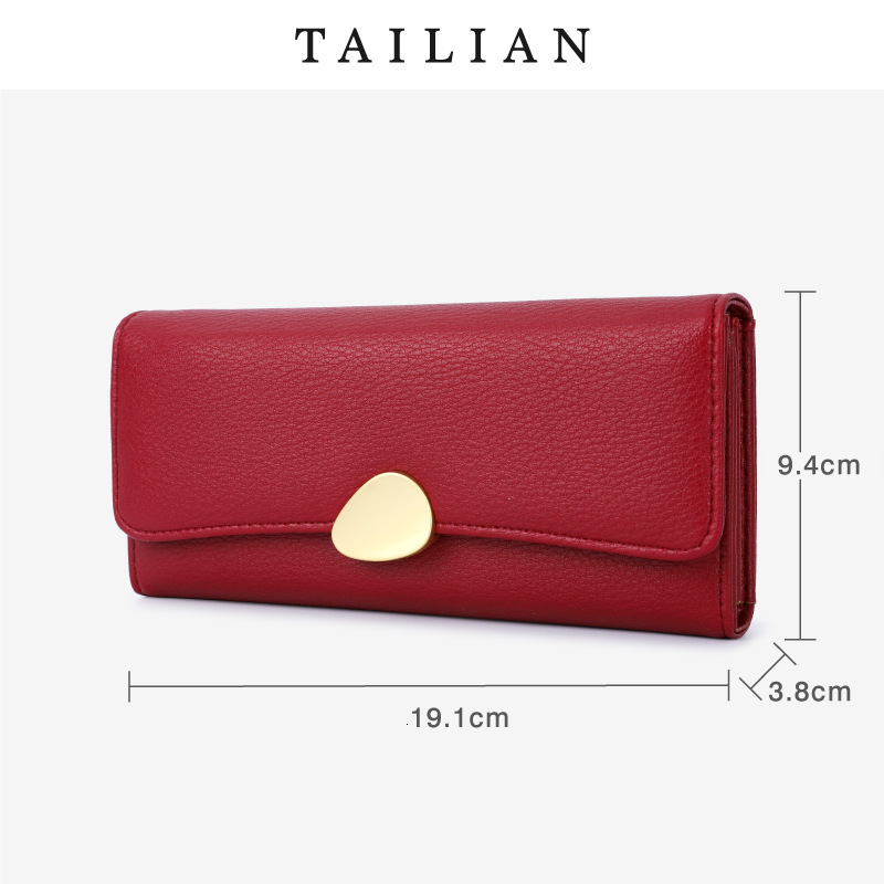New designer Tailian classic lychee three fold wallet long women's handbag wallet