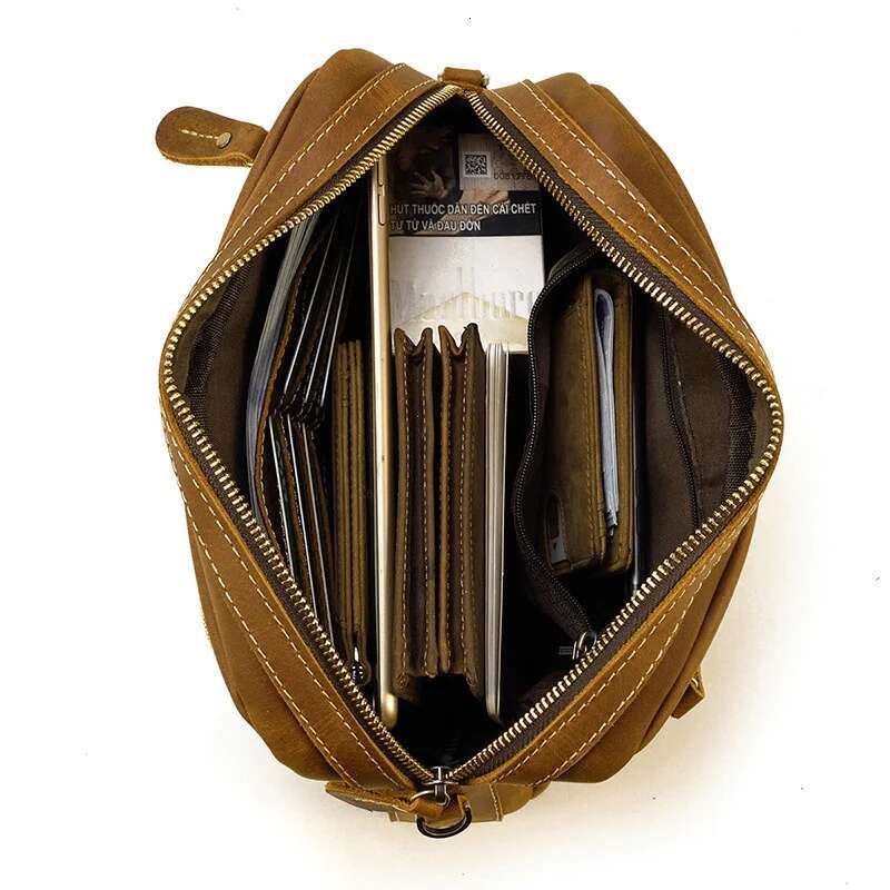 Crazy Horse Men Small Messenger Crossbody Shoulder Father Husband Gift Real Leather Storage Bag