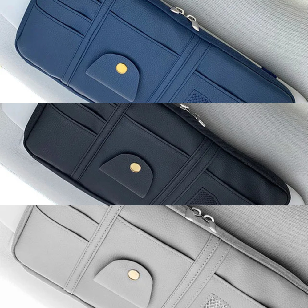 New Newest Sun Organizer Storage PU Visor Clip Sunglasses Holder Card Ticket Bag Pouch Car Styg