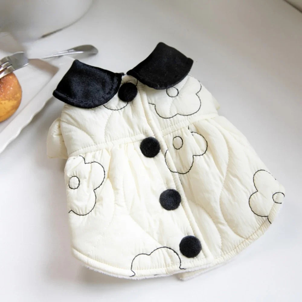 Autumn Winter Pet Plush Lapel Coat Dog Warm Skirt Clothes Teddy for Small Dogs 241028