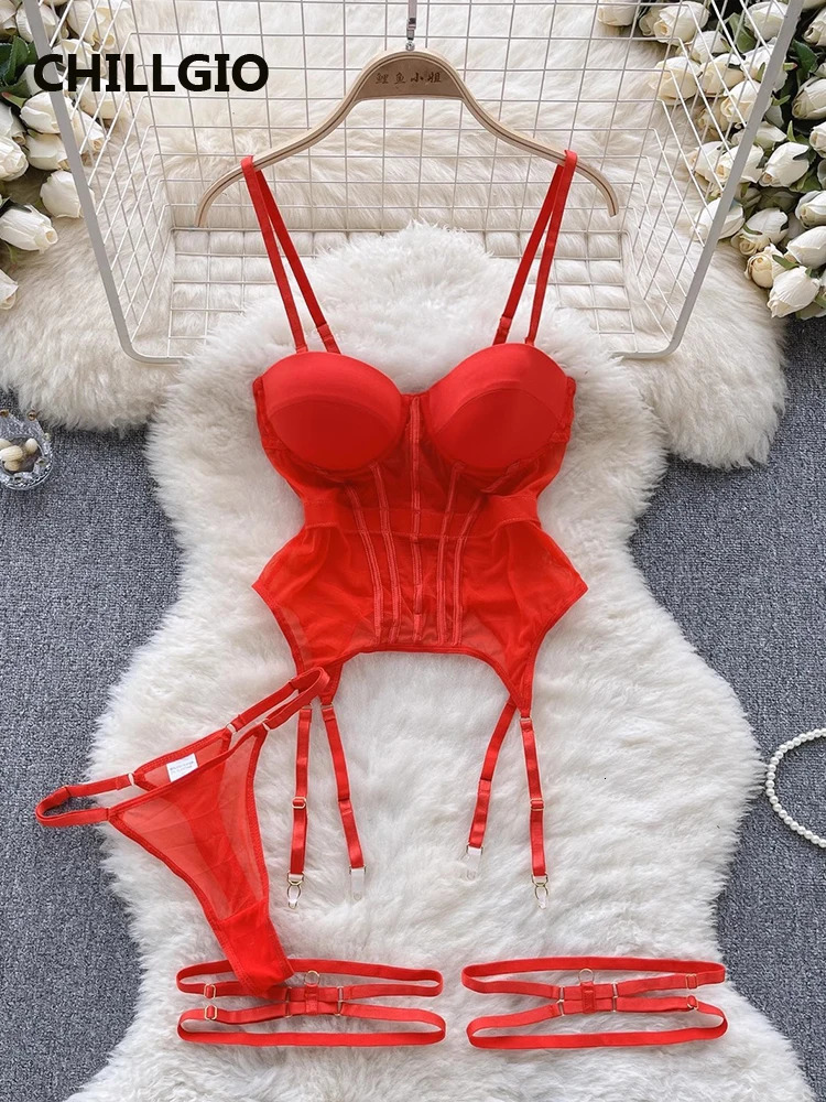 CHILLGIO Women Sexy Mesh Transparent Bra Brief Suits Fashion Erotic Intimate Lingerie Bodycon Push Up Underwire Underwear Sets 241031