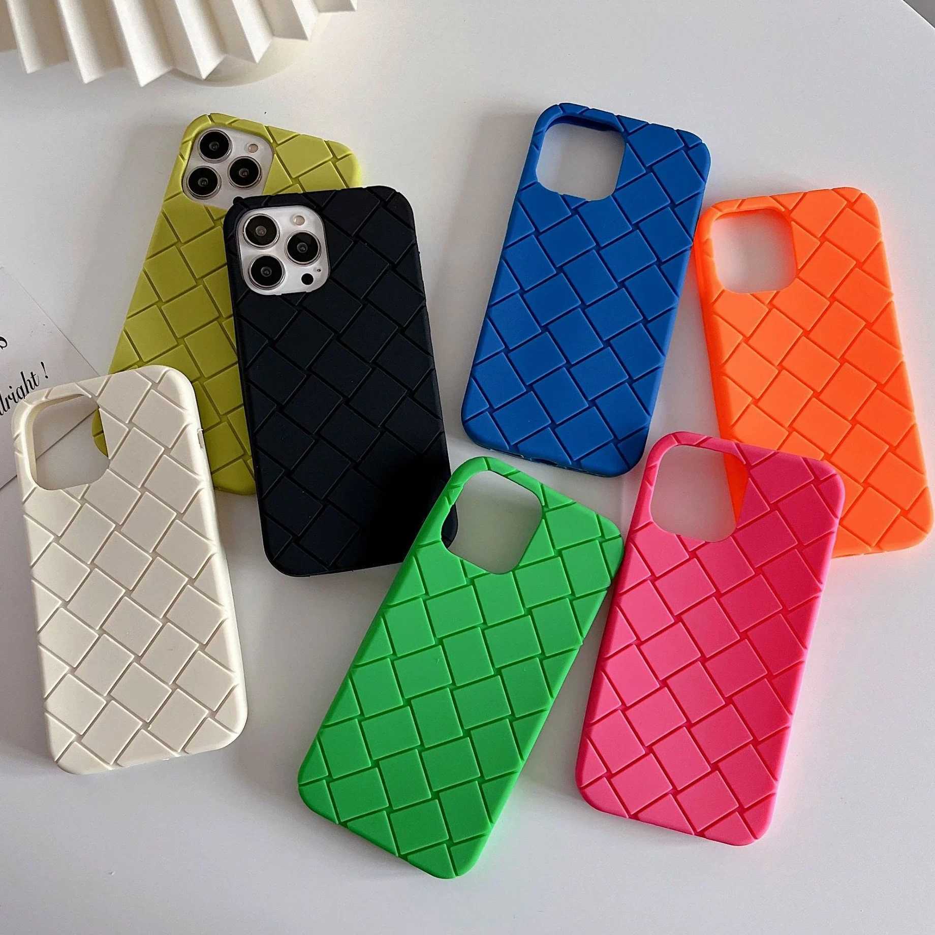 Phone case Luxury Woven Pattern Tpu Phone Case for iPhone 15 14 13 12 11 Pro Max Soft Silicone Rubber Back Cover for iPhone 15 14 Fem Z241031