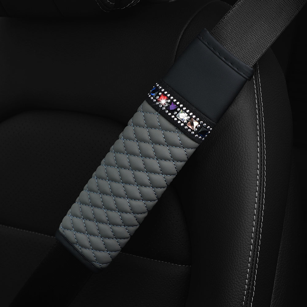 New Bg Rhie Crystal Universal Seat Belt Pads Cover Soft Comfort Plush Shoulder Strap Harness Pad For Car Bag