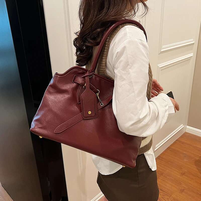 PU Leather Retro Tote Bag for Women 2025 Winter Trend New Fashion Y2K Handbags Lady Travel Shoulder Crossbody Bags