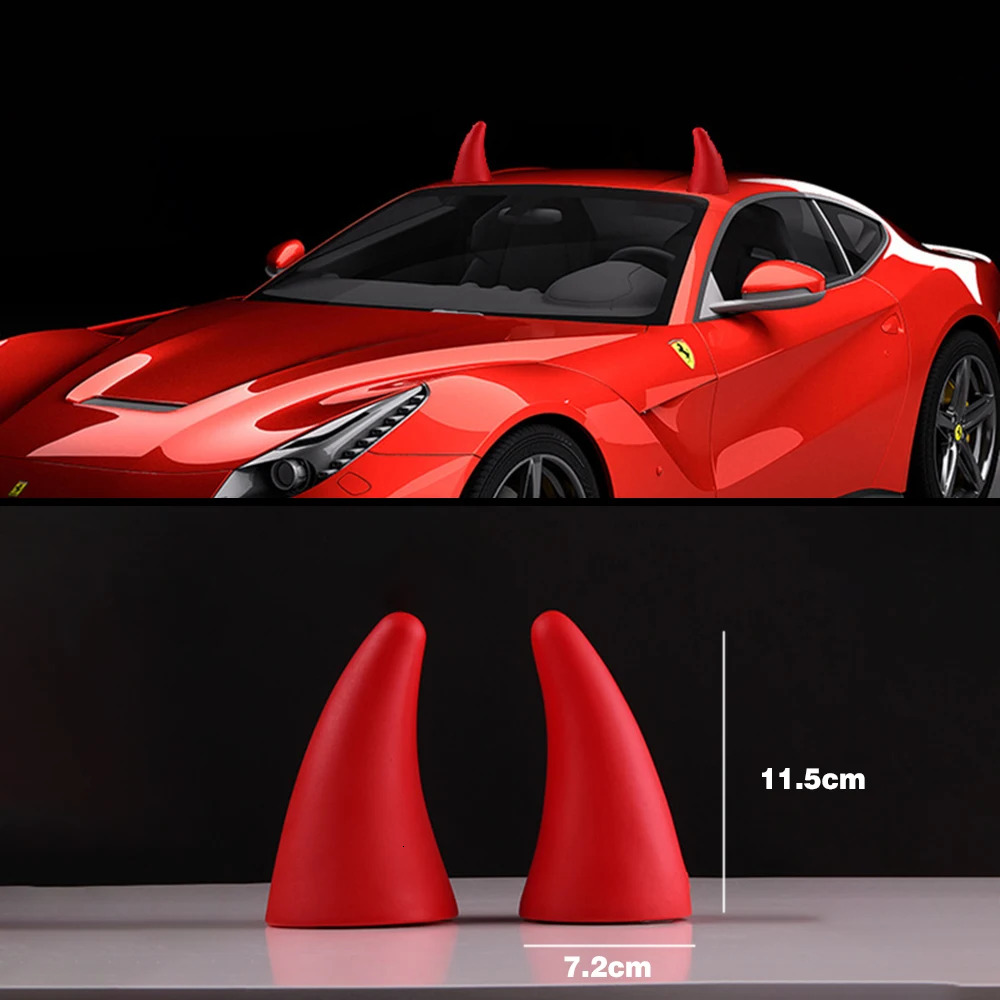 New 2Pcs 3D Devil Roof Decoration Stereo Bumper Hood Stickers Car Helmet Sticker Decal For Halloween Ornament Bull Horn
