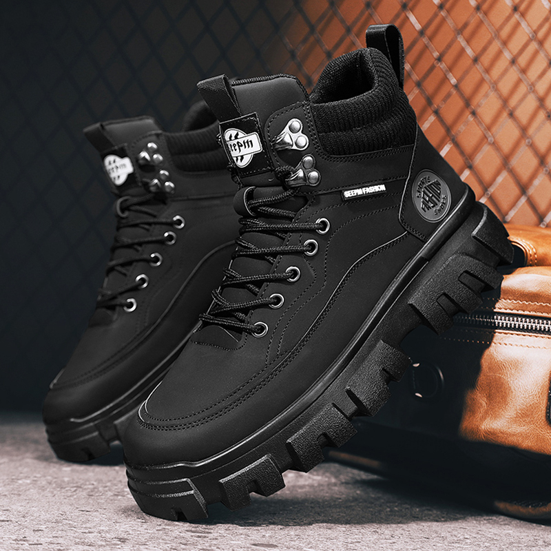 High Top Fashion Work Shoes Casual Retro Men Leather Sneakers for Mens Tennis Athletic Shoe 2024 New Man Outdoor Footwear