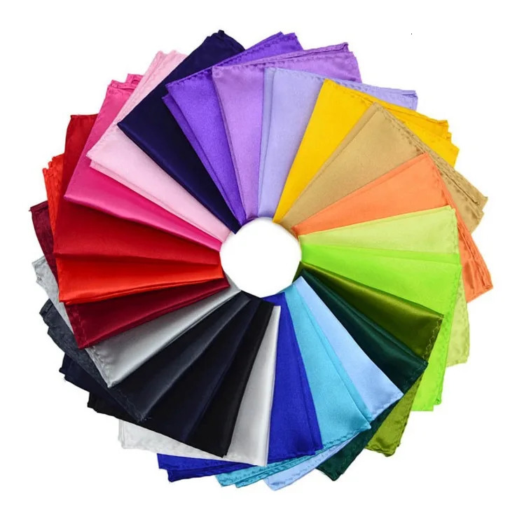 Mens Handkerchief Solid Color White Black Red Hankies Polyester Hanky Business Pocket Square Chest Towel 2222CM 241030