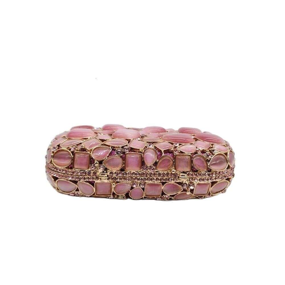 Shimmer Stones Metal Box Glitter Shiny Dias Evening Wedding Party Clutch Purse Fashion Women Handbag Shoulder Bag