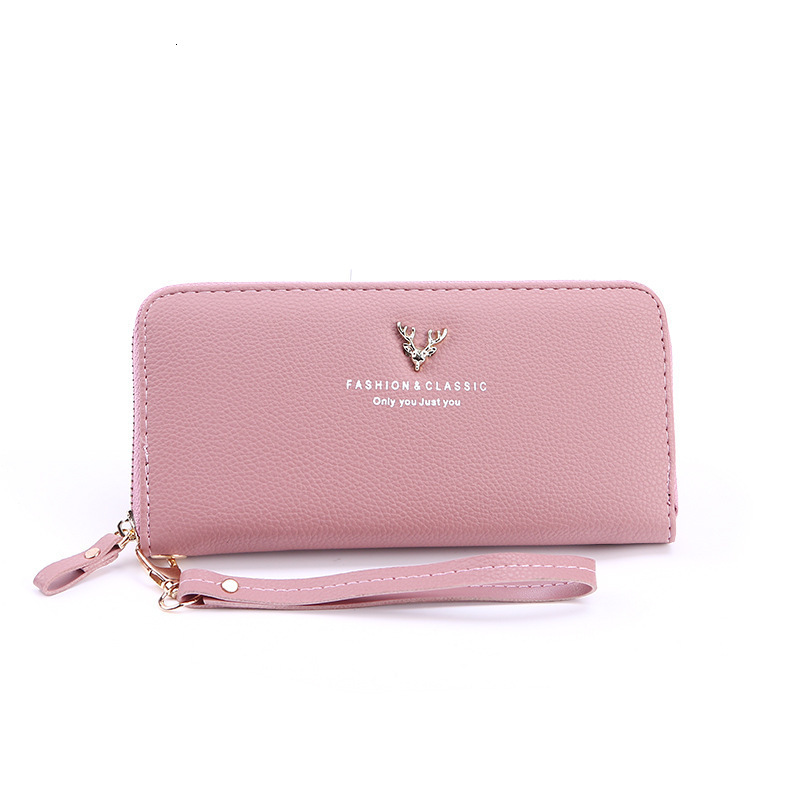 New designer long zipper women's large capacity wallet with multi card lychee pattern handbag