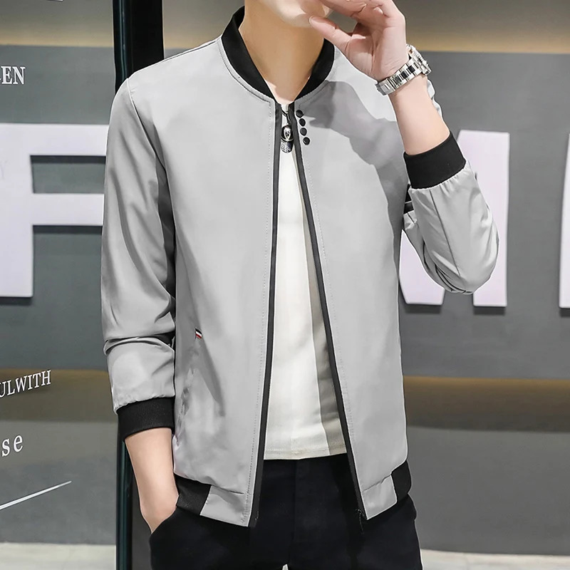 2024 Spring and Autumn Mens Jacket Coat Simple Solid Baseball Neck Zipper Windbreaker Coat Cycling Coat 241031