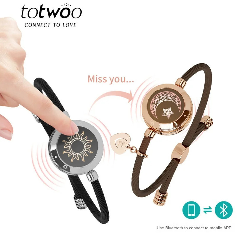 Long distance touch light and vibration bracelet for couples smart sun moon love bracelet for long-distance relationship gifts 241031