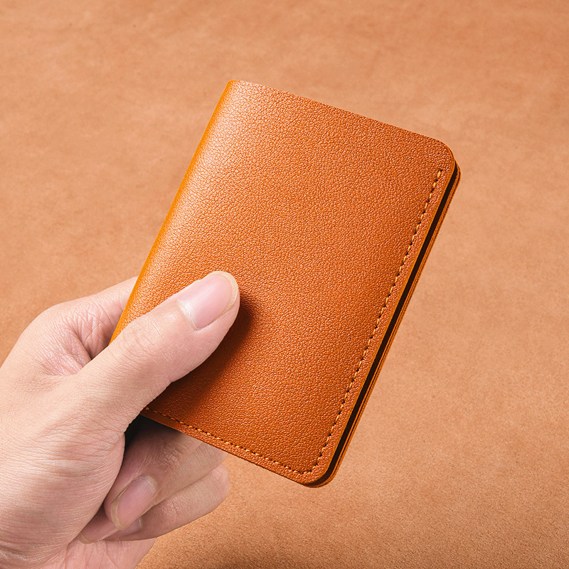 New designer women's simple folding button small driver's license bag, men's soft leather wallet