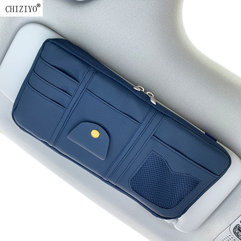 New Newest Sun Organizer Storage PU Visor Clip Sunglasses Holder Card Ticket Bag Pouch Car Styg