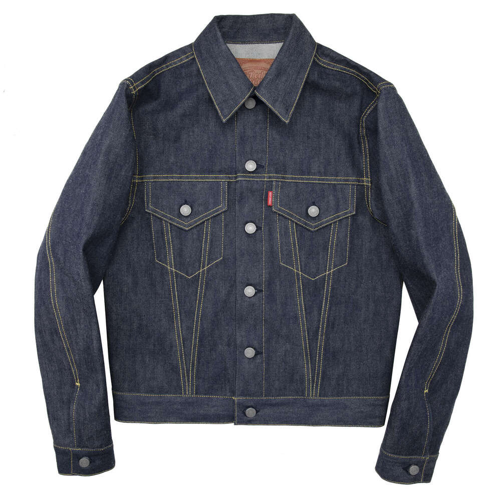Tornado Type 3 Trucker Jean Jacket 557Xx Red Seedge Raw Denim Coat For Men