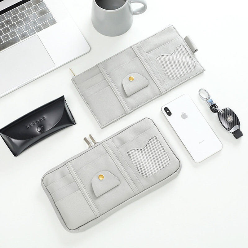 New Newest Sun Organizer Storage PU Visor Clip Sunglasses Holder Card Ticket Bag Pouch Car Styg