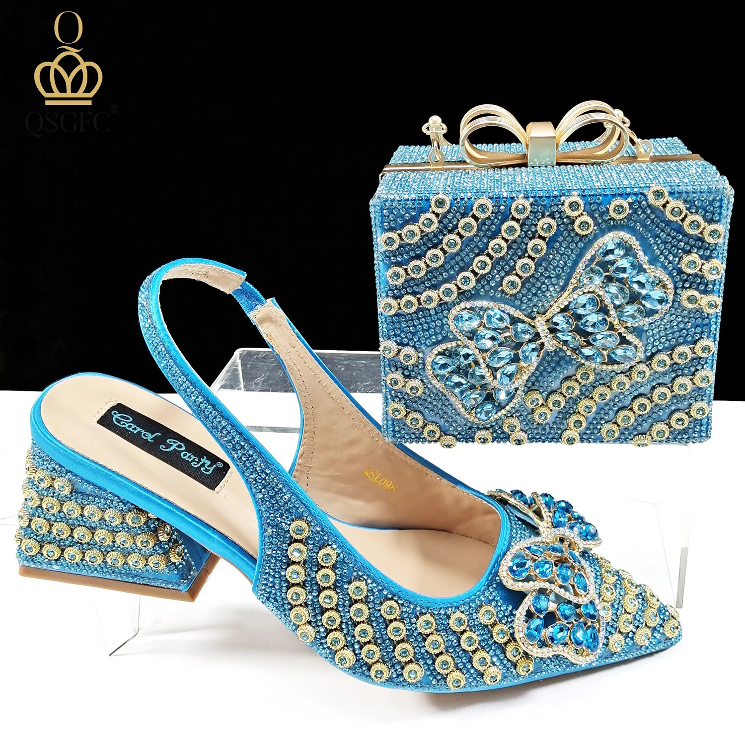 QSGFC Italian Clutch Dual Use Full Dia Exquisite Gift-Box And High Heels For Party Women Shoes 241030
