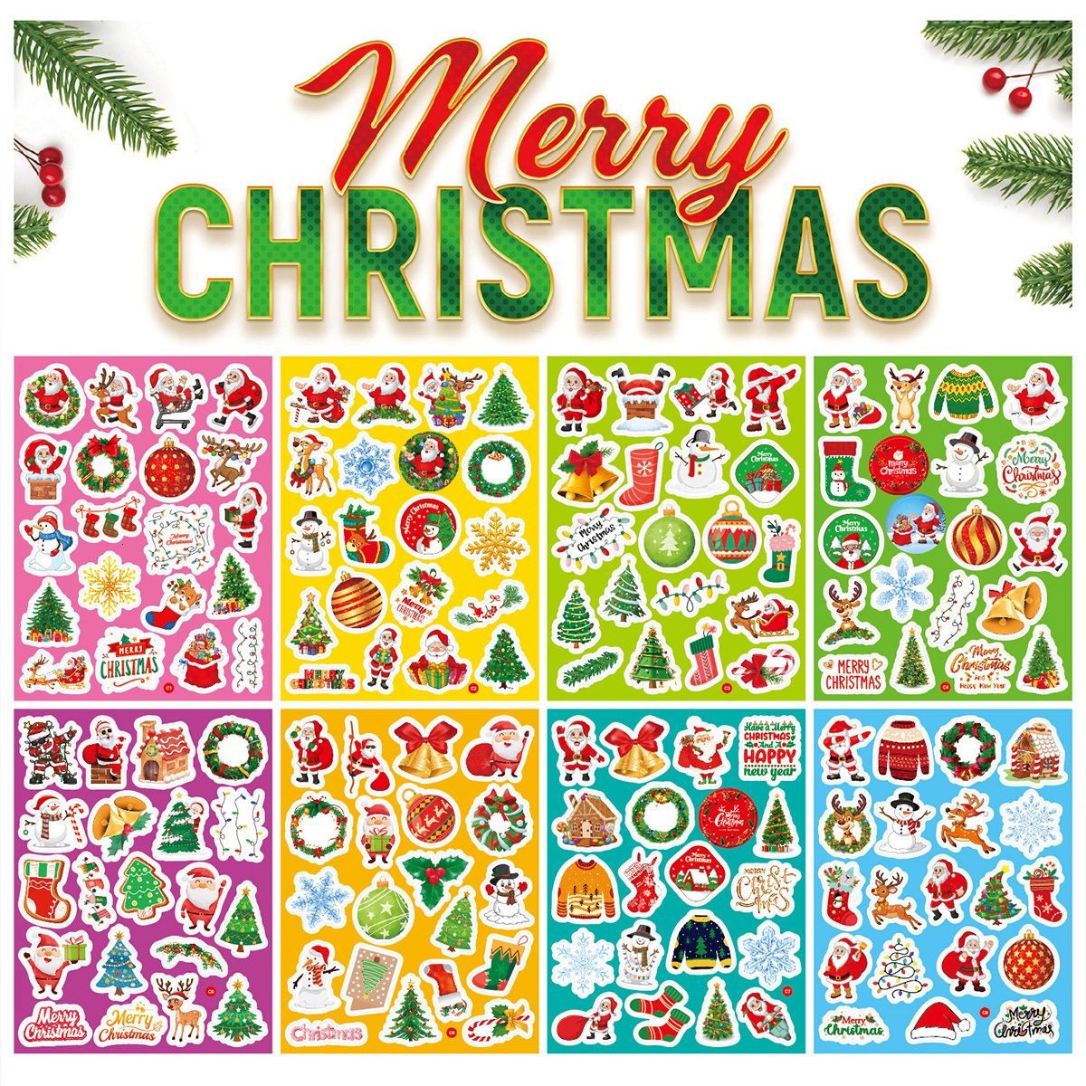 New 160Pcs Holiday Theme Kids Christmas Ornament Stickers Bulk Pack Gifts For Adults Party