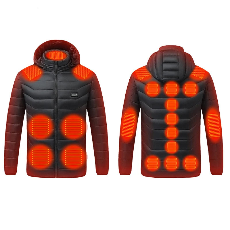 HJ-21B Heated Jacket 21 Areas 4 Control Zones USB Charging Winter Stay Warm Electric Heating Jackets Men Women Outdoor Clothes 241031
