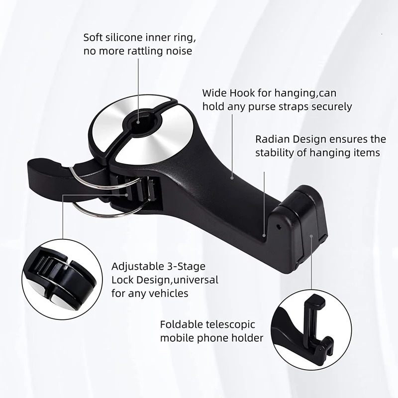 New Car Back Hook Multi Function Hanging Storage Mobile Holder Lazy Rear Seat Phone Headrest Bracket