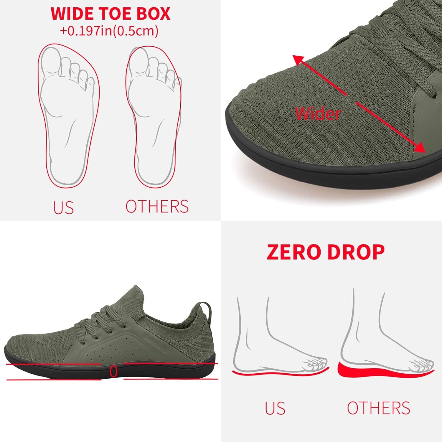 Men S Barefoot Shoes Minimalist Cross Training Wide Toe Walking Scattered Sole Off Road Running Sports