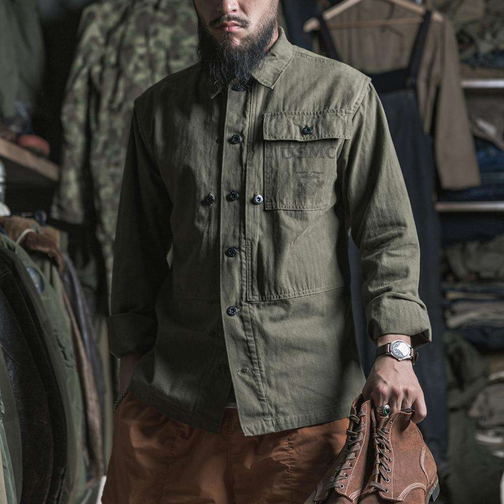 Bronson 1944 Pattern Herringbone Twill Jacket Olive Drab P-44 Vintage HBT Work Coat