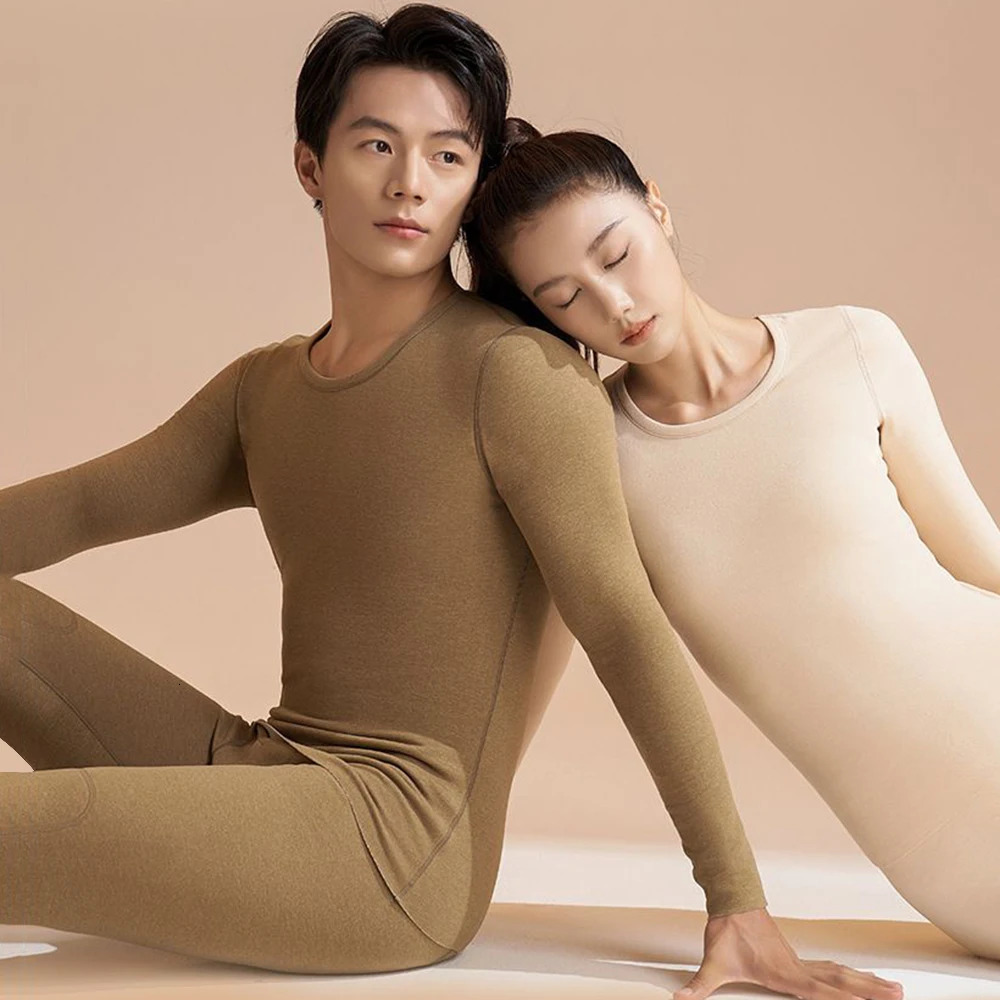 Womens Thermal Underwear Set Antibacterial Cashmere Silk Winter Thickened Seamless High Elasticity Round Neck Thermal Clothing 241031