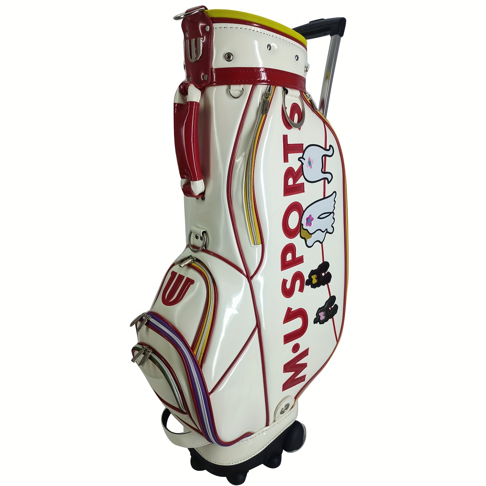 Water resistant golf cart bag with wheels - durable PVC, black, suitable for outdoor sports and fitness equipment
