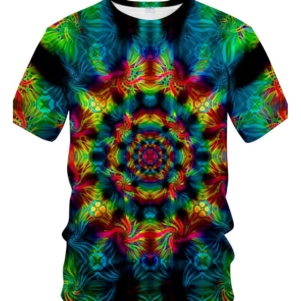 Mens T shirt Mens T shirt Trippy Psychedelic T-Shirt Men's 3D Cool Graphic Short SleeveSuper cool fashion tee Casual tops summer clothes