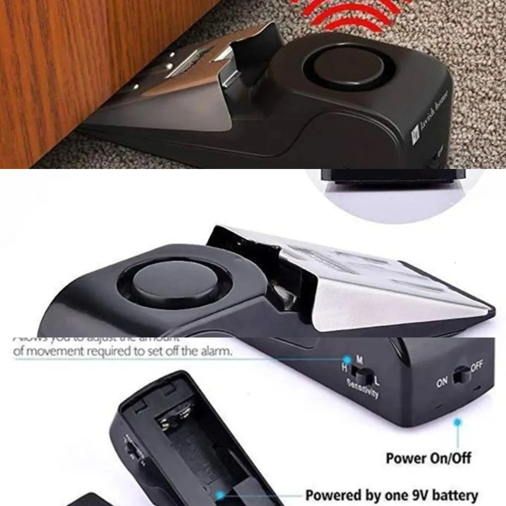 New Door Stop Home Security System Burglar Alarm Alert 120Db Travel Wireless Vibration Household Wedge Shaped Stopper