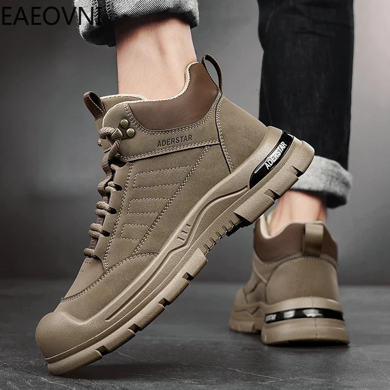 mens winter boots with lace up anti slip and waterproof EAEOVNI explosion-proof style to keep warm and fashionable high boots selling 241031