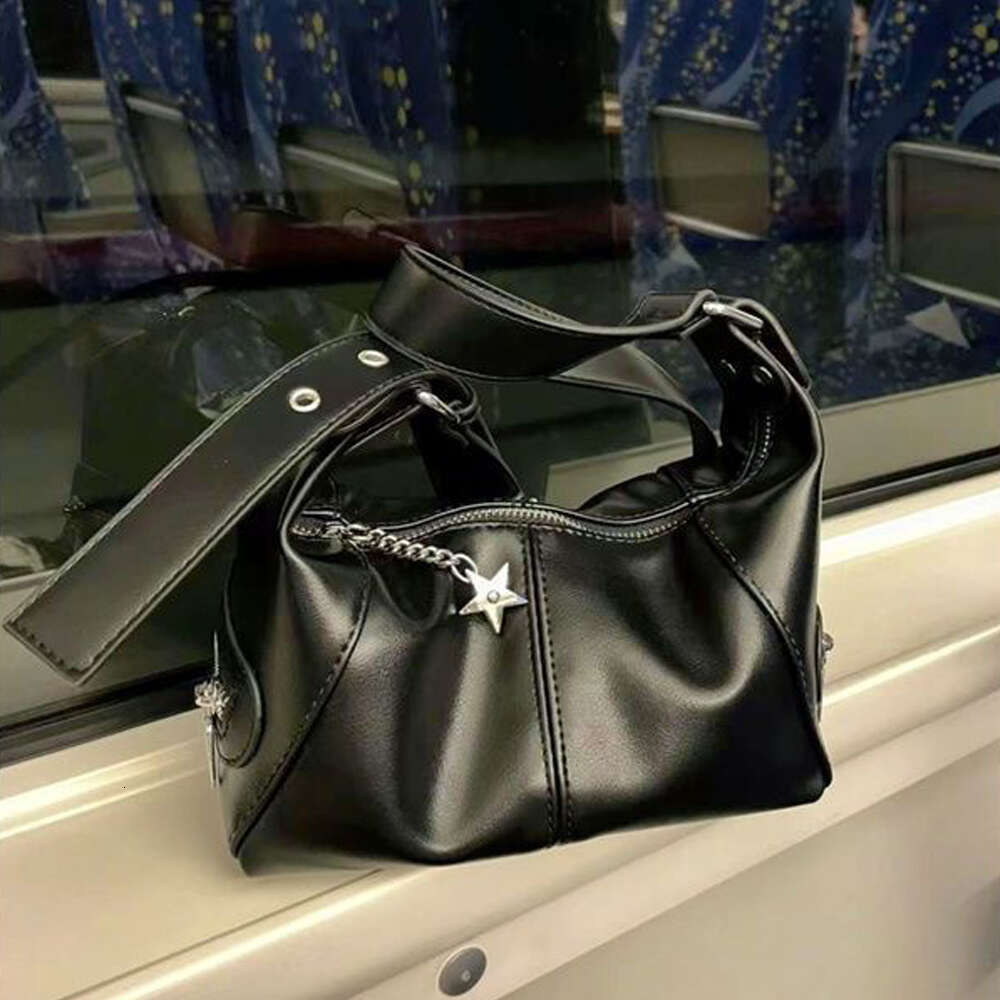 Y2K Korean Gothic Star Girl Black Handbag Haruku Aesthetic Vintage Shoulder Crossbody Bag Trendy Women Messenger Tote Bags